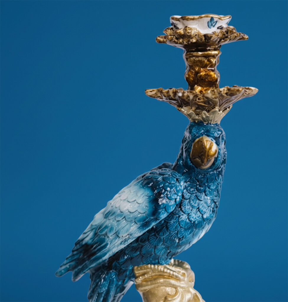 Candelabro Loro Azul
